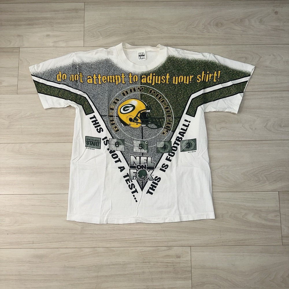 Vintage 90s Green Bay Packers Shirt Size Large NFL on‎ Fox Retro Football AOP